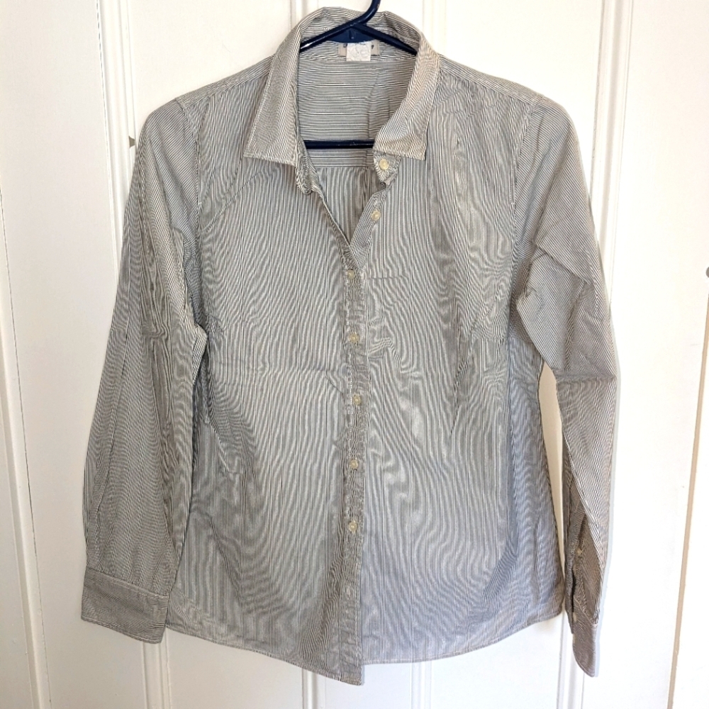 J Crew Haberdashery Button down navy and white MEDIUM